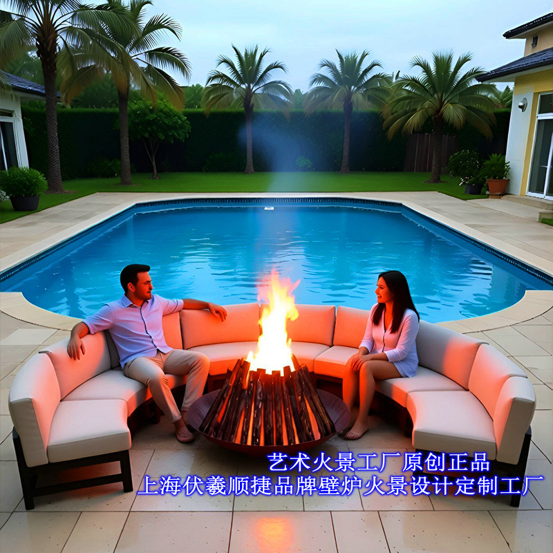 休闲假篝火炉伏羲壁炉电子篝火盆营地庭院烤火炉露营围炉仿真篝火