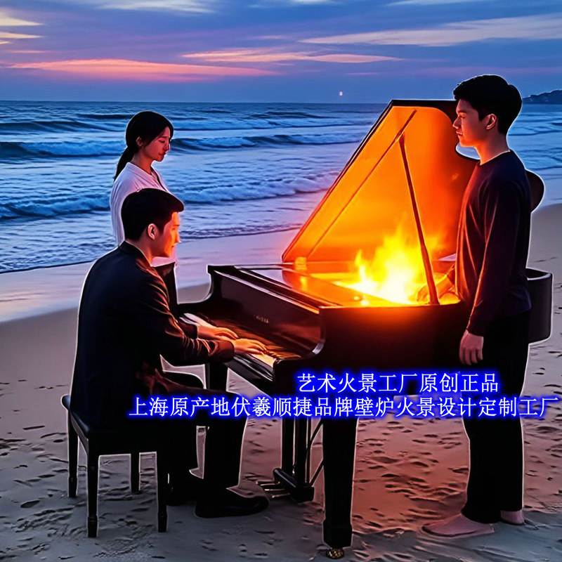 海边沙滩仿真火焰钢琴户外电子火焰钢琴上海产伏羲壁炉火焰钢琴
