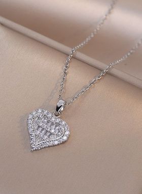项链女网红甜酷风爱心锆石小众时尚新款设计感吊坠气质钛钢项链女