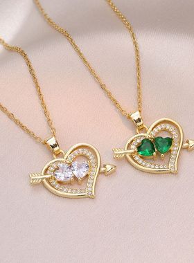 钛钢女桃心吊坠时尚气质日韩项链