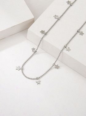 钛钢项链 跨境嘻哈星星短款项链不锈钢五角星锁骨链项链吊坠现货