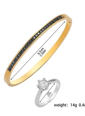 手镯女欧美不锈钢满钻手镯女生真金钛钢跨境时尚镶钻简约气质手环