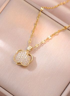 钛钢项链女 韩版潮时尚网红复古个性旋转爱心气质ins风吊坠锁骨链