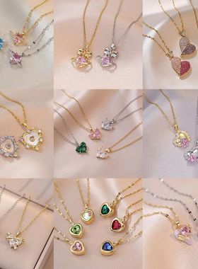 项链女日韩气质时尚简约微镶满锆爱心网红个性小众设计锁骨链饰品