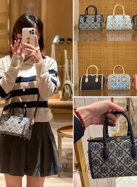 美国正品TB女包波士顿枕头包Monogram迷你酒桶包手提包单肩斜挎包