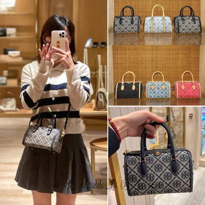 美国正品TB女包波士顿枕头包Monogram迷你酒桶包手提包单肩斜挎包
