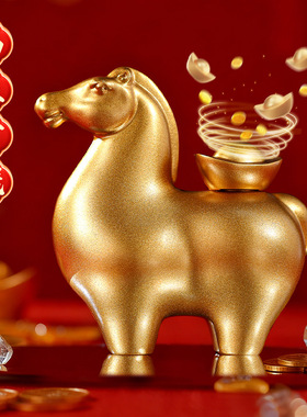 黄铜马上有钱招财令新年吉祥摆件