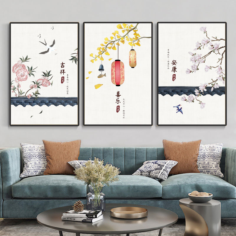 中国风墙面挂画新中式客厅沙发背景墙壁画卧室民宿房间走廊装饰画图片