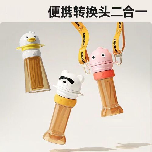 儿童矿泉水吸管盖二合一转换头宝宝便携喝水防呛神器水瓶饮料通用