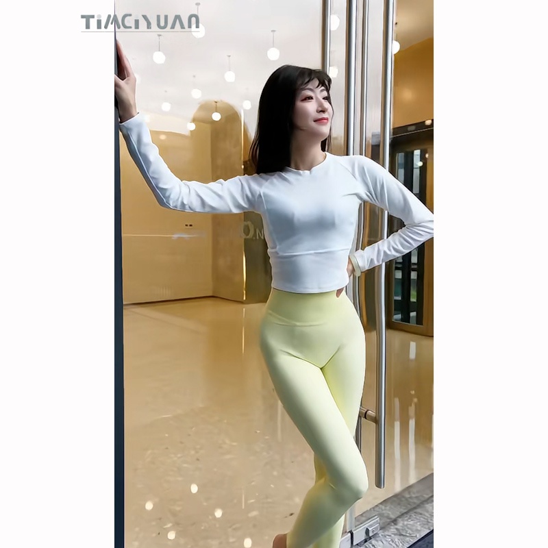 黄色体美缘瑜伽短裤女高弹力运动健身紧身裤莱卡面料