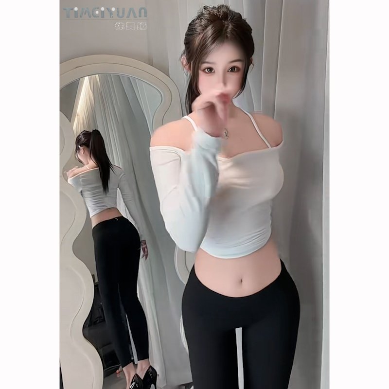 休闲风体美缘瑜伽紧身裤女黑色高腰显瘦运动裤莱卡面料四季款