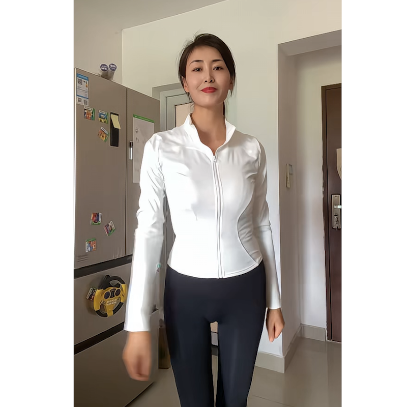 带娃白色瑜伽外套防勾丝