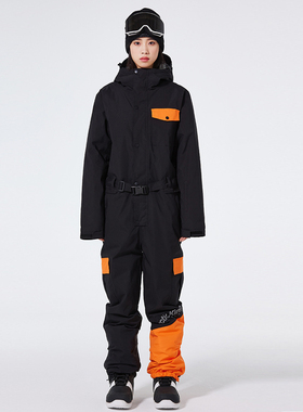 ARCTIC QUEEN连体滑雪服套装男女款冬季单板防水压胶滑雪衣裤加厚