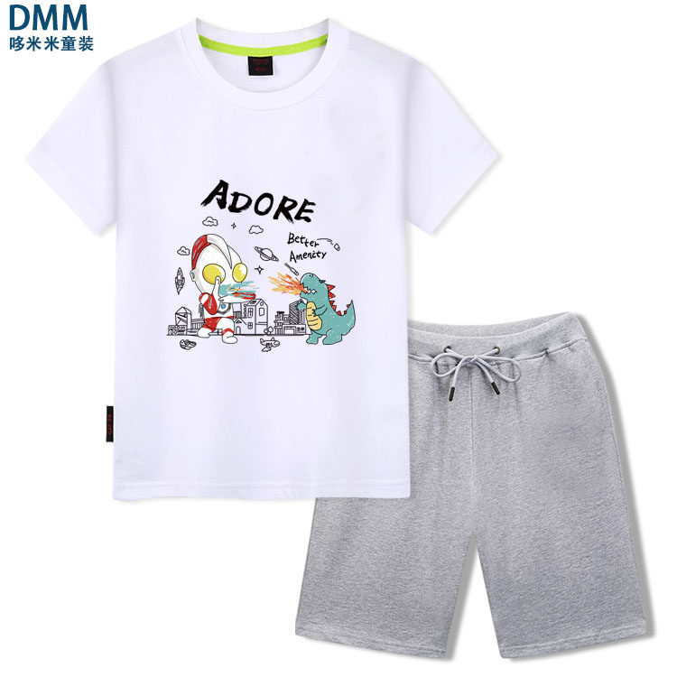 2022夏季新款小怪兽衣服两件套男童夏装儿童运动套装纯棉短袖t恤