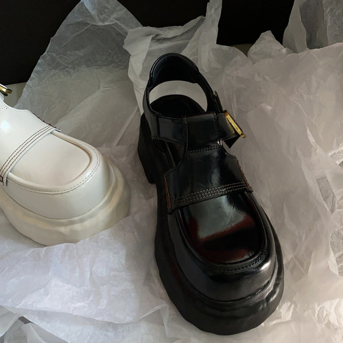 缇麦茵6cmT25523小众英伦风百搭厚底复古简约时尚包头凉鞋