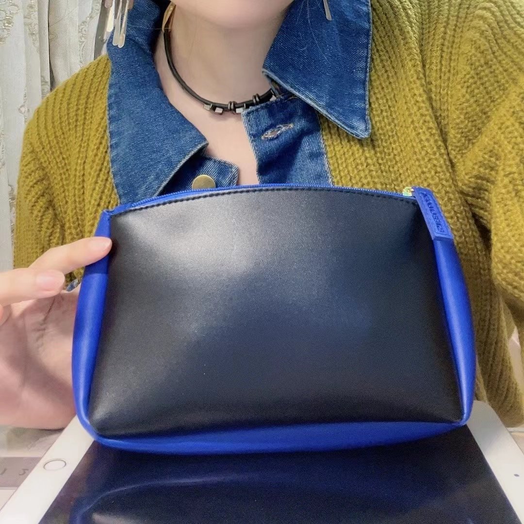 雅诗兰黛黑色蓝边PU化妆包零钱包 便携手拿包收纳包,收纳整理,化妆包,淘宝优惠券,粉丝福利购,淘宝优惠卷