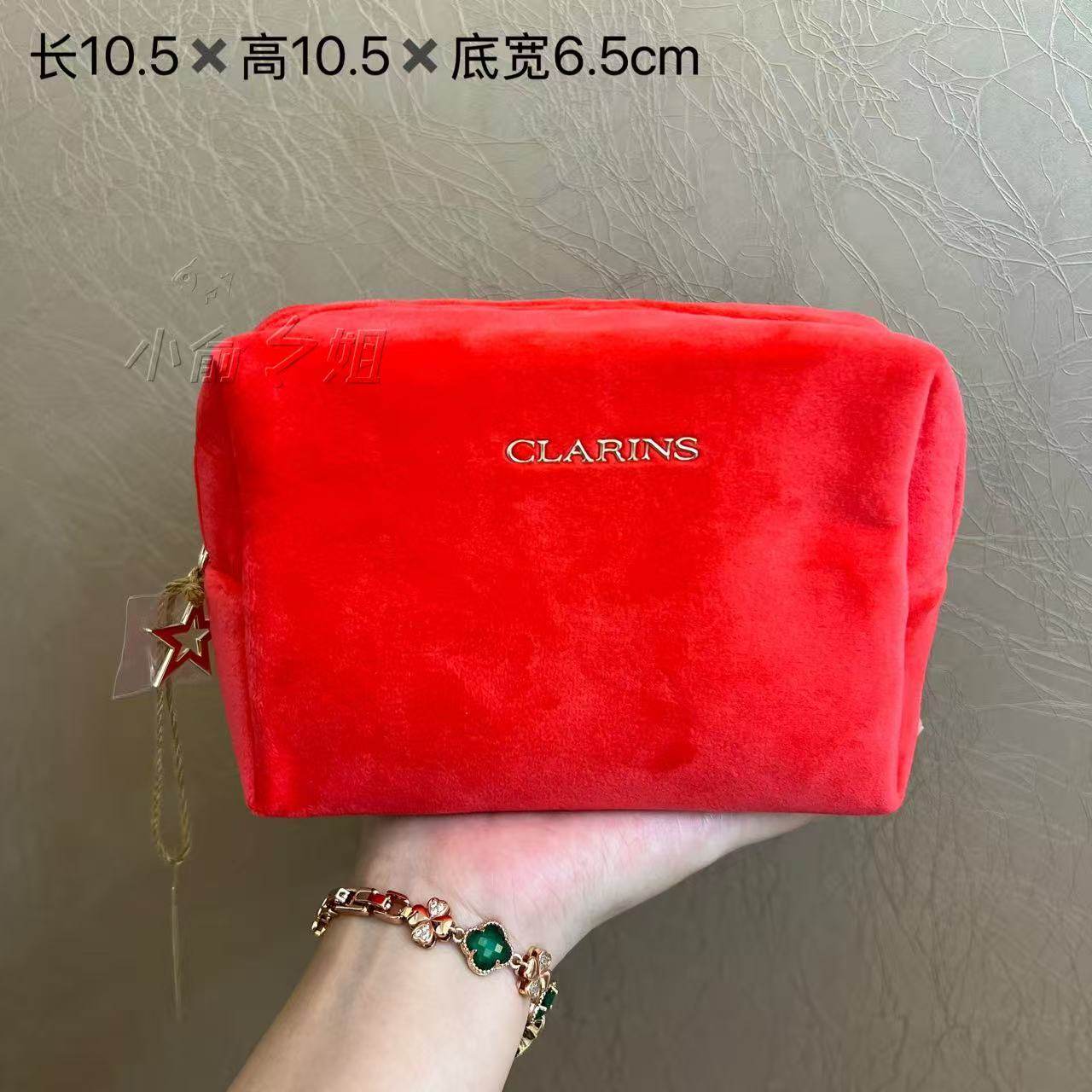 娇韵诗专柜礼赠化妆包橘红色软糯绒布收纳包洗漱包便携旅行,收纳整理,化妆包,淘宝优惠券,粉丝福利购,淘宝优惠卷