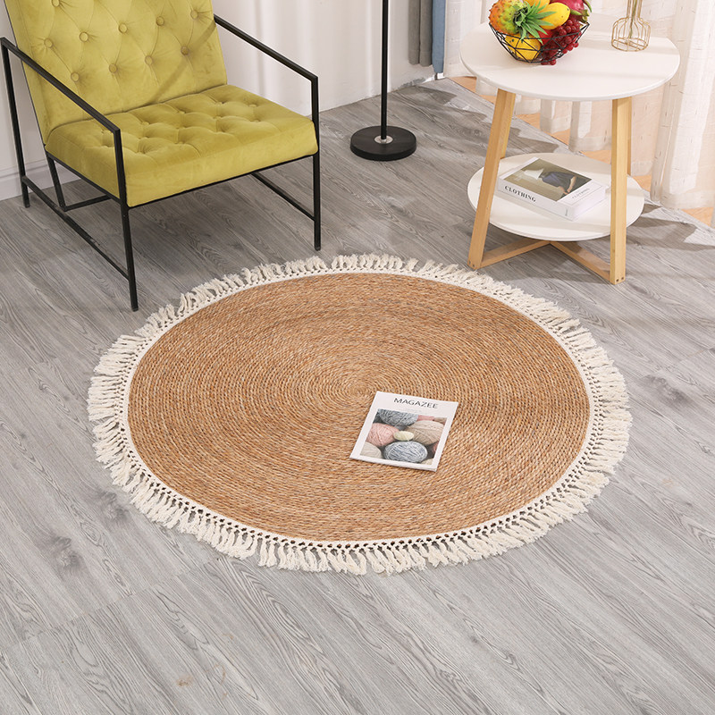 手工麻绳编织地垫家用客厅圆形地毯田园风卧室床边地毯垫摄影,居家布艺,地毯,淘宝优惠券,粉丝福利购,淘宝优惠卷