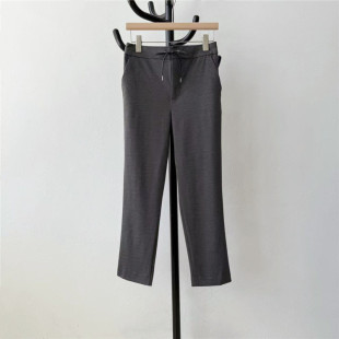 纯色长裤 日单外贸系带休闲裤 简约通勤松紧腰直筒裤 日本原单女式