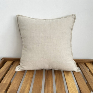 日本高品质纯亚麻抱枕简约水洗麻靠枕套外贸原单纯色沙发靠垫腰枕