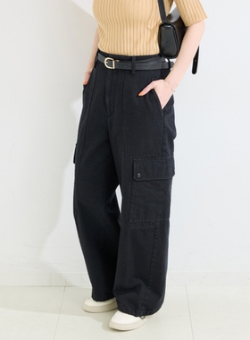 日单BCS+26春女士宽松工装风长裤日系外贸多口袋纯棉水洗阔腿裤