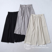 日本原单百搭春夏女士简约通勤松紧腰八分外贸垂感阔腿宽松