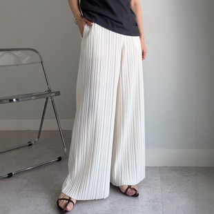 日系外贸风琴百褶阔腿裤 多色 百搭直筒长裤 日本原单26春女式 包邮