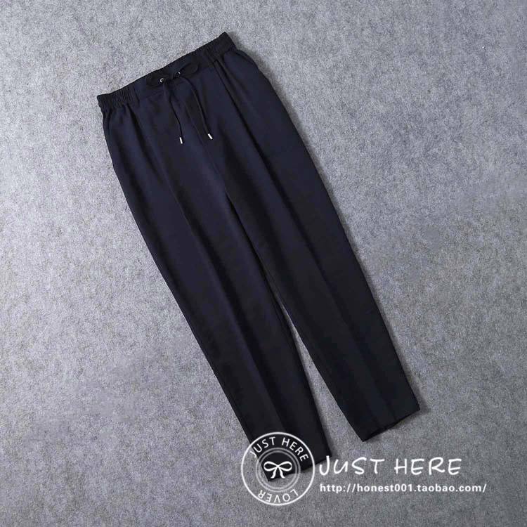 春夏薄款松紧腰简约九分烟囱裤