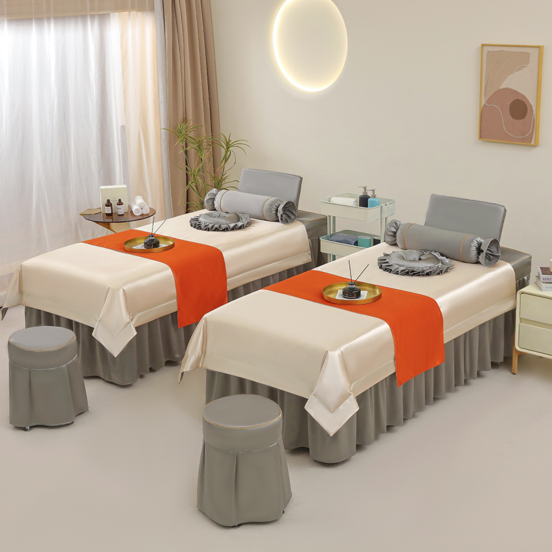 美容床罩四件套美容院专用轻奢按摩理疗洗头床单床套带洞四季通用