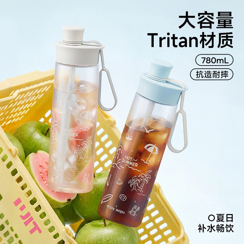 运动水杯女生高颜值便携学生大容量吸管杯夏季tritan户外骑行杯子