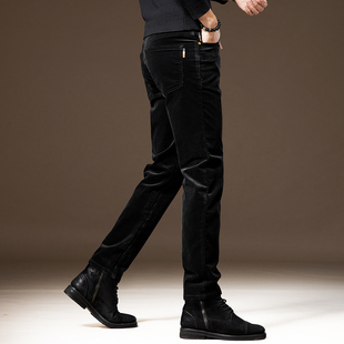 高端弹力修身小脚灯芯绒休闲裤男春秋新款条绒裤男士商务直筒西裤