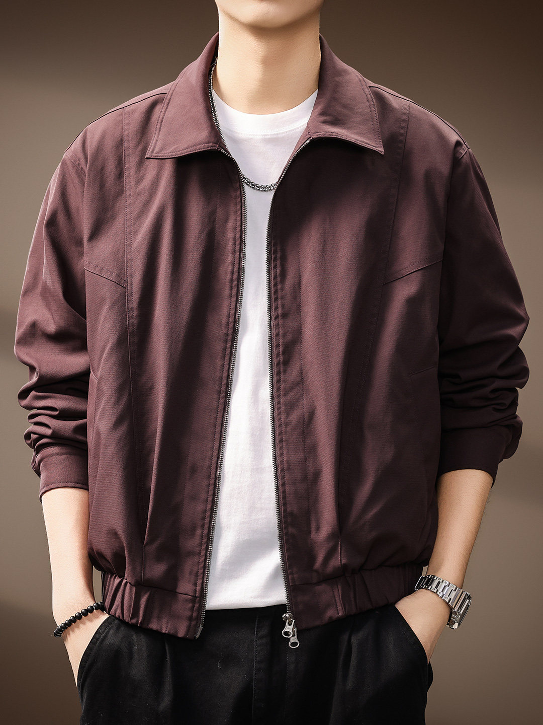 高端日系简约设计翻领外套男秋季新款潮牌休闲宽松运动冲锋夹克男,男装,夹克,淘宝优惠券,粉丝福利购,淘宝优惠卷