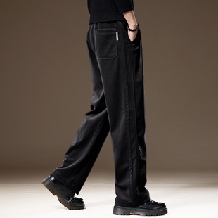 新款 春季 美式 宽松大码 子 高端360g重磅雪尼尔男士 垂感直筒裤 休闲裤