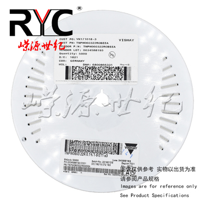 TNPW060322R0BEEA VISHAY原装 薄膜电阻器 - SMD 22ohm .1% 25ppm