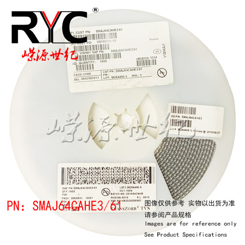 SMAJ64CAHE3/61 DO-214AC-2 Vishay ESD抑制器/TVS二极管400W 64V
