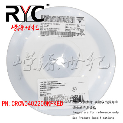 CRCW0402200KFKED VISHAY 厚膜电阻器 SMD 1/16watt 200Kohms 1%