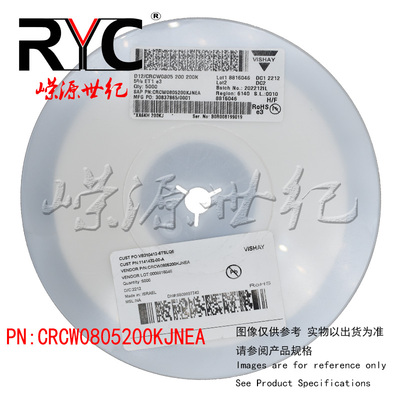 CRCW0805200KJNEA VISHAY 厚膜电阻器 SMD 1/8watt 200Kohms 5%