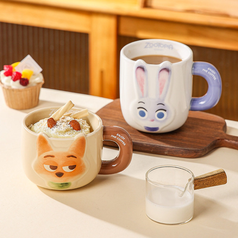疯狂动物城兔子警官朱迪陶瓷杯子水杯狐狸尼克马克杯情侣生日礼物,餐饮具,马克杯,淘宝优惠券,粉丝福利购,淘宝优惠卷