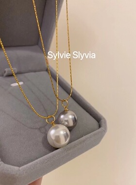 夏季简约不掉色单颗珍珠吊坠项链