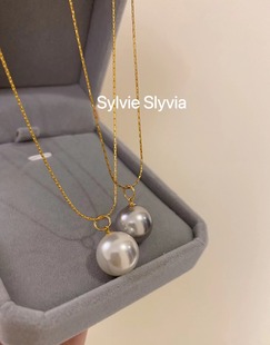 夏季 不掉色美产14K注金蛇骨链施家单颗珍珠项链简约高级感锁骨链