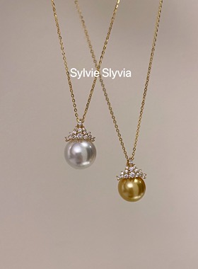 放海水珍珠项链冰雪女王单吊坠银