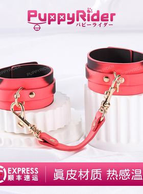 PUPPYRIDER 牛皮质手环脚环女链条cosplay情侣手饰道具手拷可调节