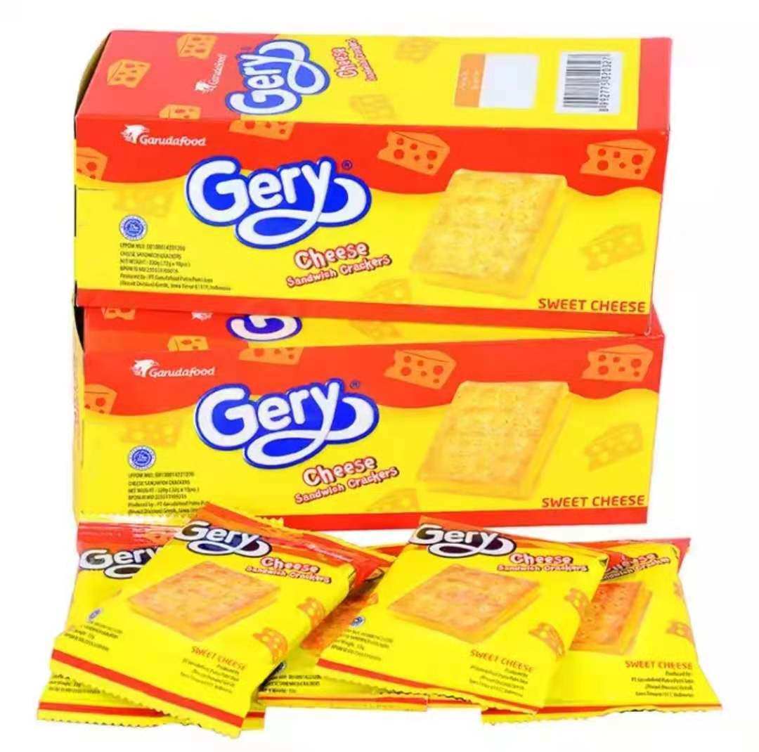 印尼进口gery芝莉奶酪味双层夹心涂层饼干盒装220g 早餐代餐零食