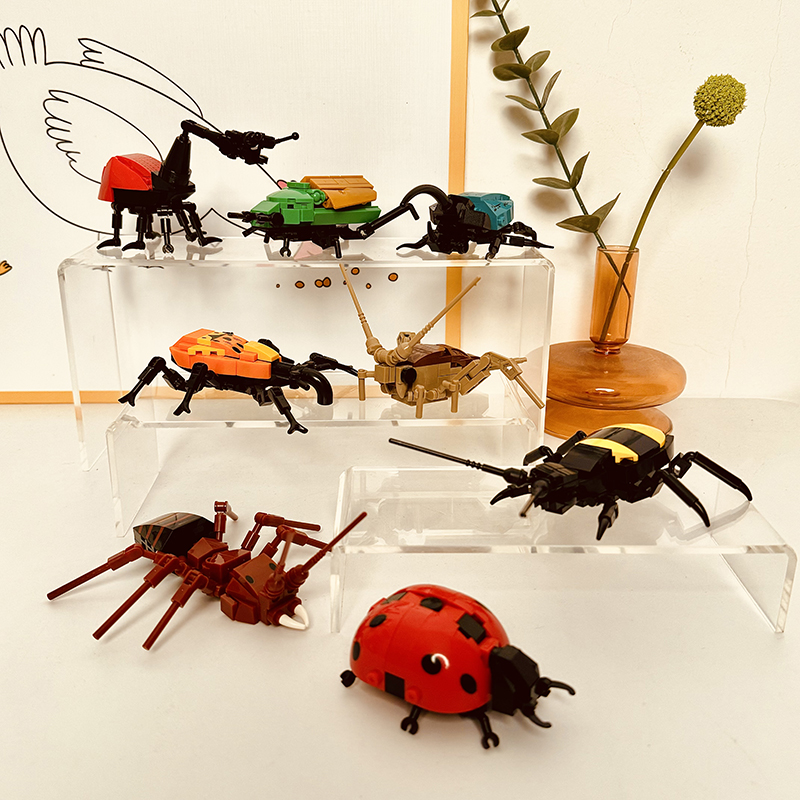 沃马积木昆虫儿童小颗粒拼装玩具