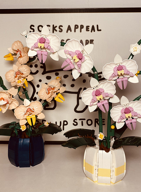 Bros Block国产积木蝴蝶兰花拼装迷你小颗粒拼插益智女孩生日礼物