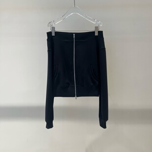 2026春季新款女装气质一字肩双拉链露肩短款卫衣外套女上衣551109