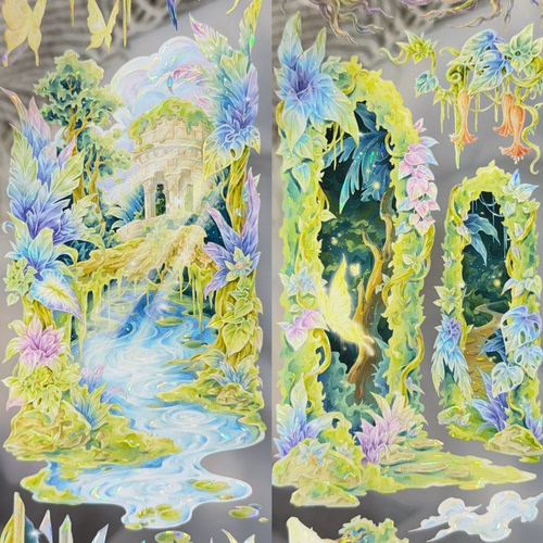 刺猬家分装手账胶带林涧幽曦光流影流光片羽森林大背景流麻咕卡