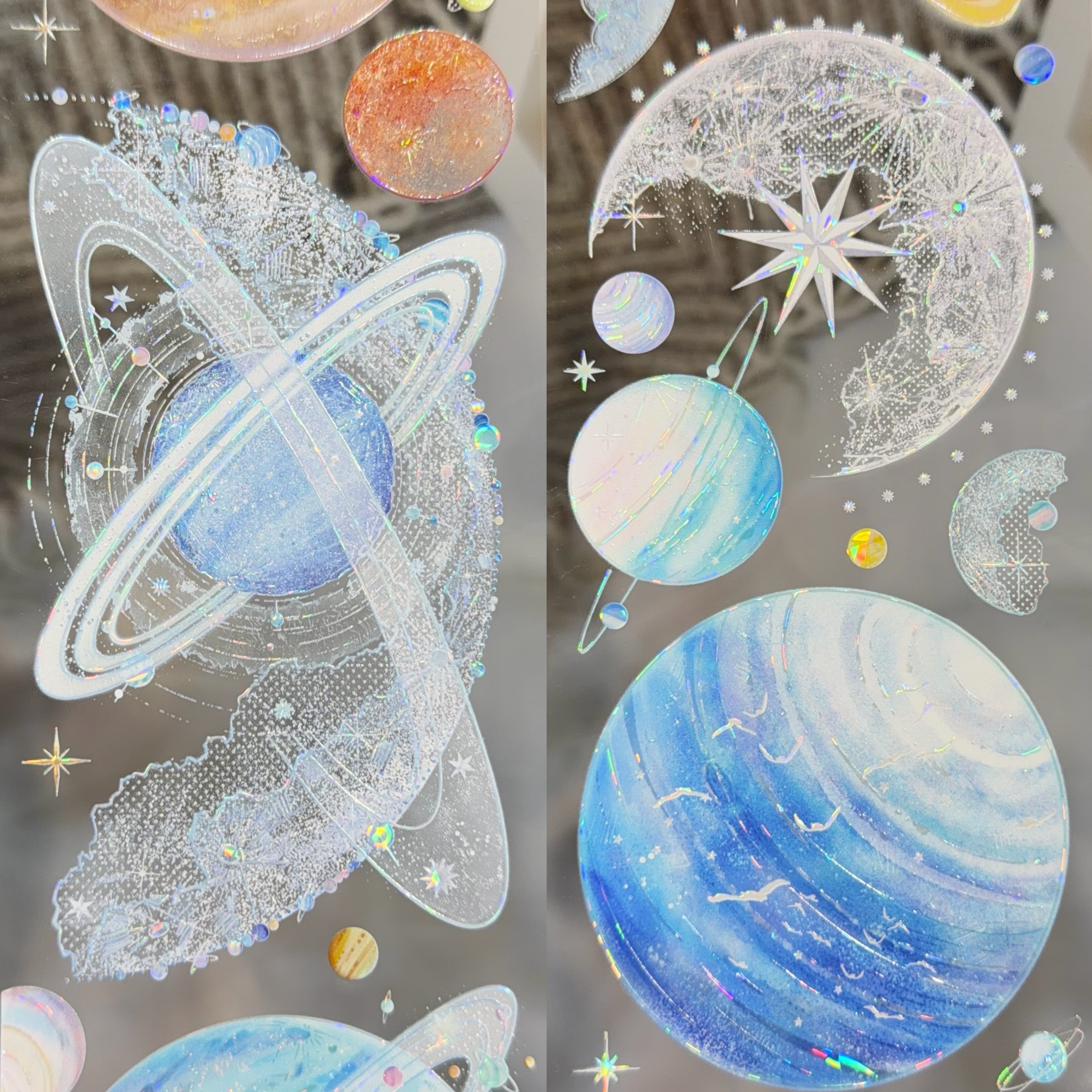 StudioVI分装手账胶带无垠星海星球背景流麻咕卡背卡