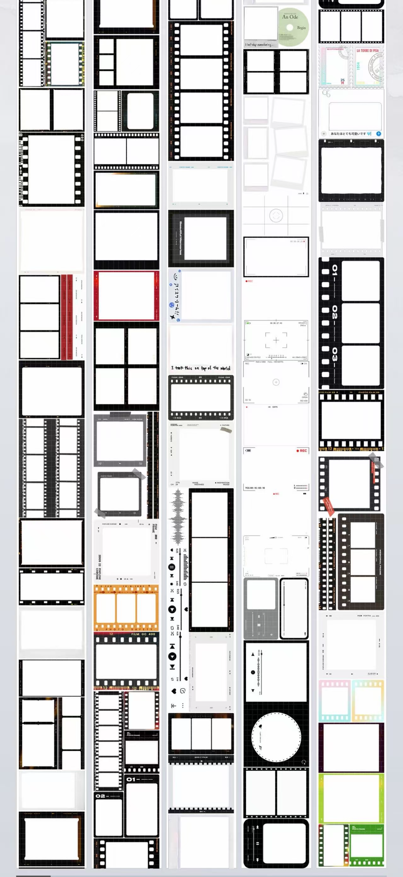 StudioVI分装手账胶带时光定格各种框架相框胶片流麻咕卡背卡