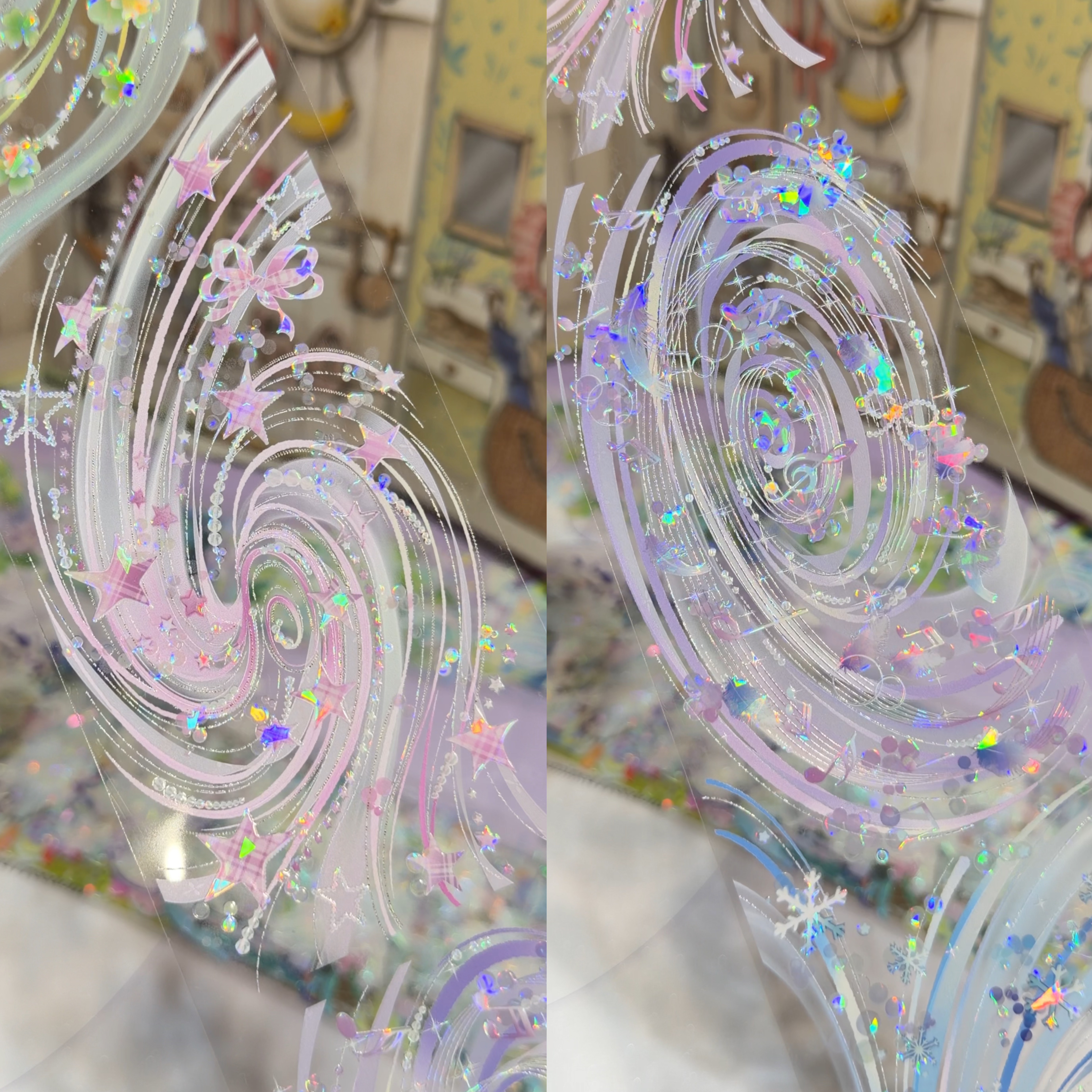 小隐于野分装手账胶带星璇花序水波纹背景流麻咕卡背卡手账拼贴